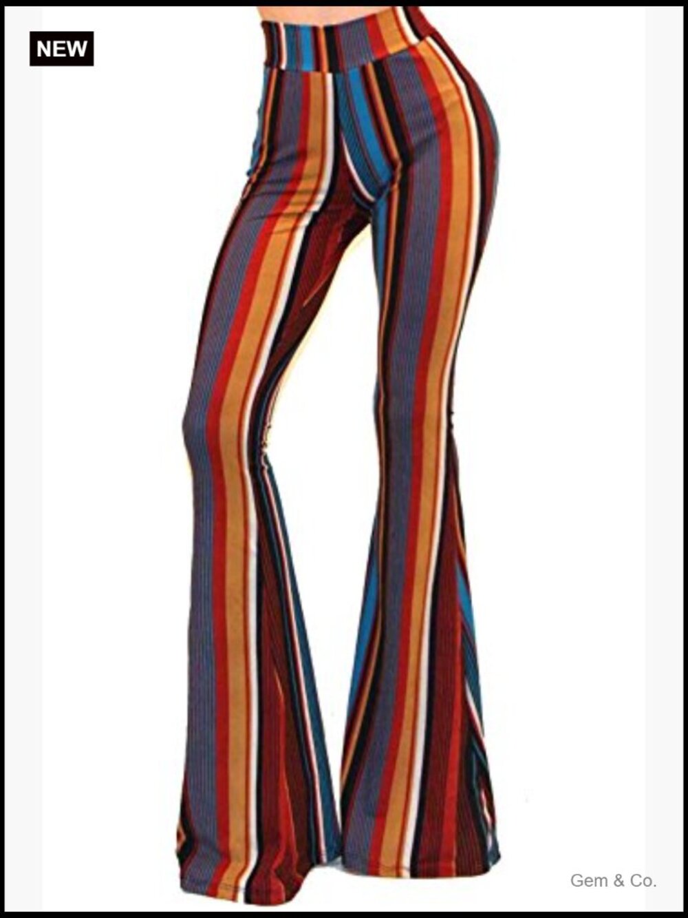 Boho Bell Bottom Flare Pants High Rise Stretchy Palazzo - Picture 3 of 4